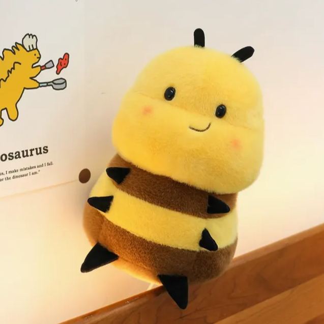 Cute Little Bee Plush Doll, Healing Fluffy Bee Stuffed Animal Companion Pillow Gift