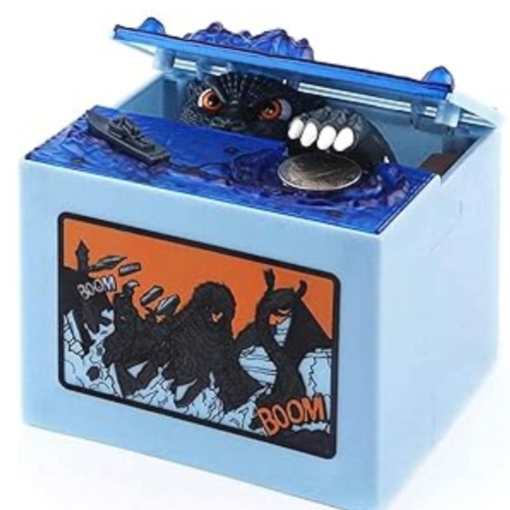 Creative Godzilla Automatic Stealing Coin Piggy Bank, Fun Monster Coin Saving Box for Kids Gift