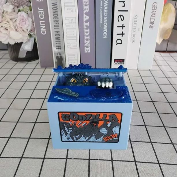 Creative Godzilla Automatic Stealing Coin Piggy Bank, Fun Monster Coin Saving Box for Kids Gift