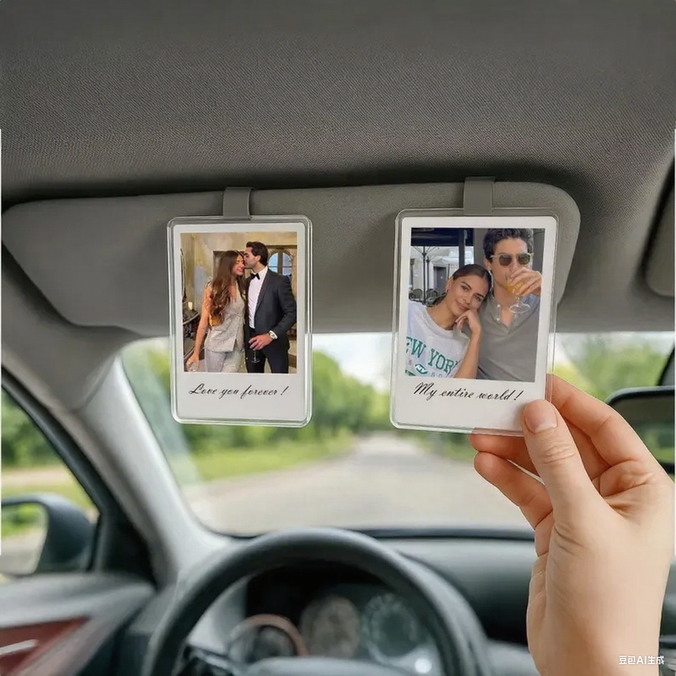 Car Visor Clip with Your Photo - Custom Visor Clip Drive Safe I love you Design - Car Accessories Gifts - CustWit