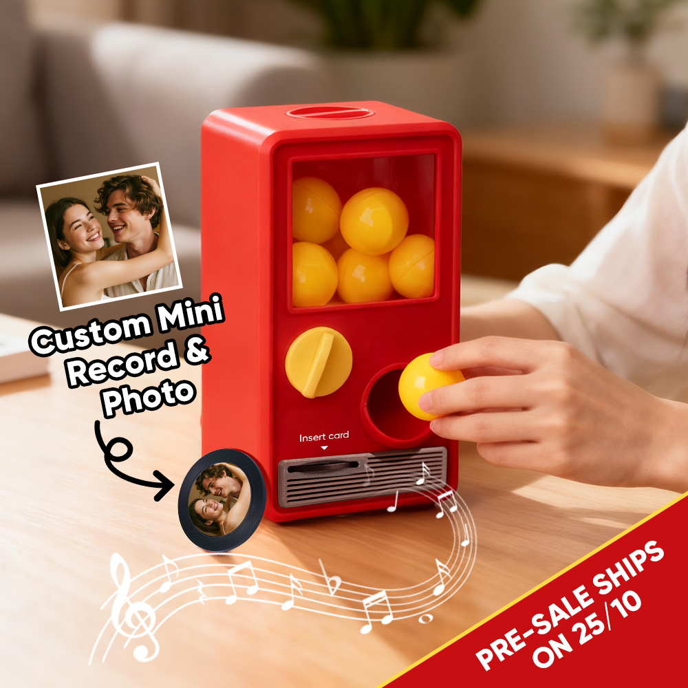 (Pre-Sale, Ships on 25/10) Personalized Music and Photo Music Gachapon Machine Custom Song Mini Record Box Retro Gifts for Her