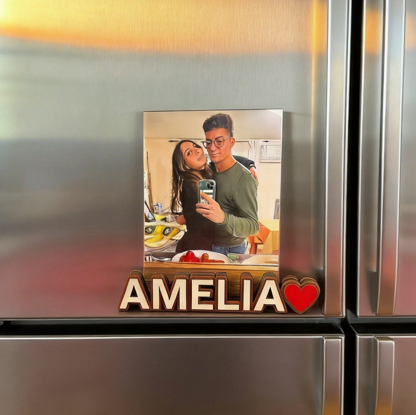 Personalized Text Photo Clip Custom Name Fridge Magnet for Couples on Anniversary - CustWit
