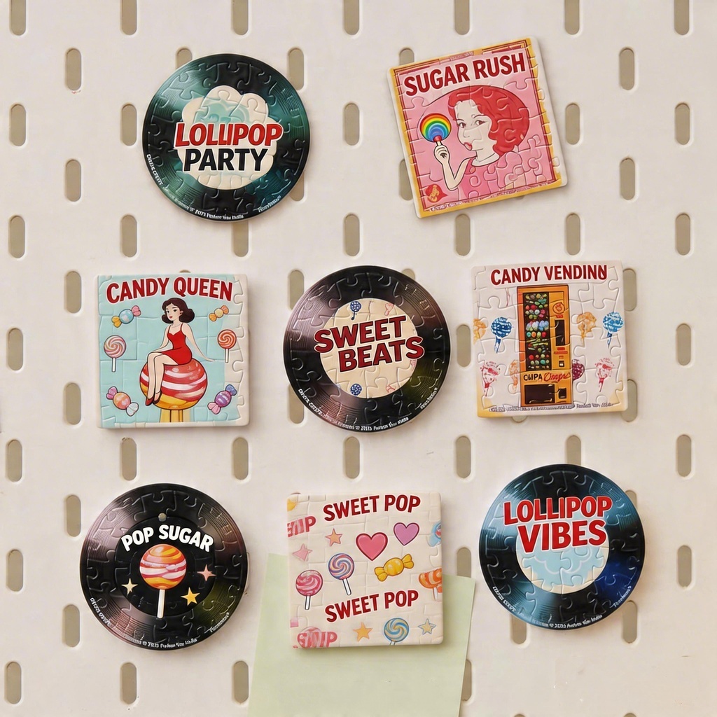 Custom Puzzle Magnet Fridge Tile Personalized Square Round Album Cover Style Refrigerator Magnet