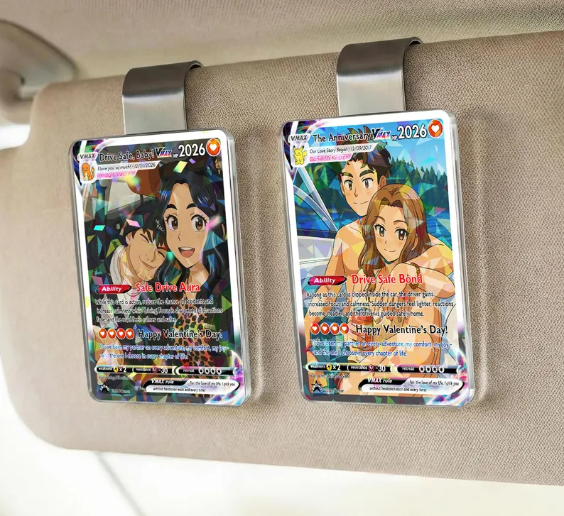 Personalized Game Photo Car Visor Clip Drive Safe Custom Photo Anime Card Anniversary Gift for Him Valentines Gift for Boyfriend