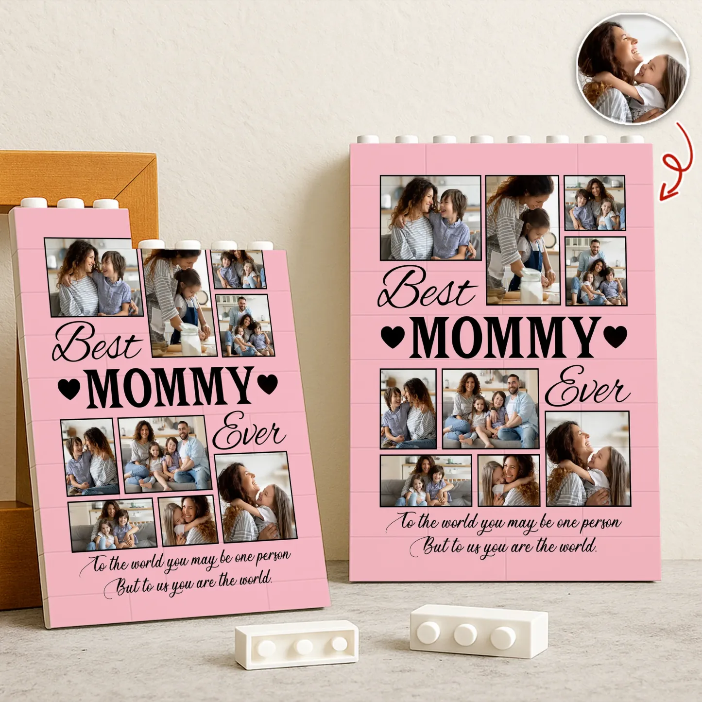 Personalized Best Mommy Ever Photo Brick Puzzle Custom Multi-Photo Collage Building Blocks Mother's Day Keepsake Gift Unique Family Desktop Decor Bricks