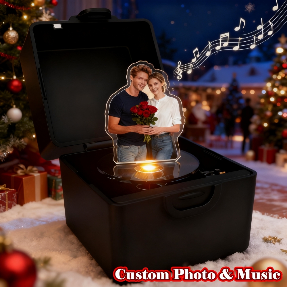 Custom Christmas Music Box | Personalized Photo & Song Gift Box | Romantic Surprise Christmas Gift for Couple or Family