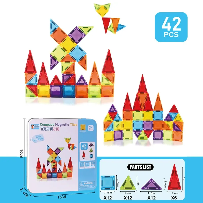 Magnetic Tiles Building Blocks for Kids Ultrasonic Seamless Welding Tech MABS Safe Material STEM Educational Stacking Toys for Toddlers