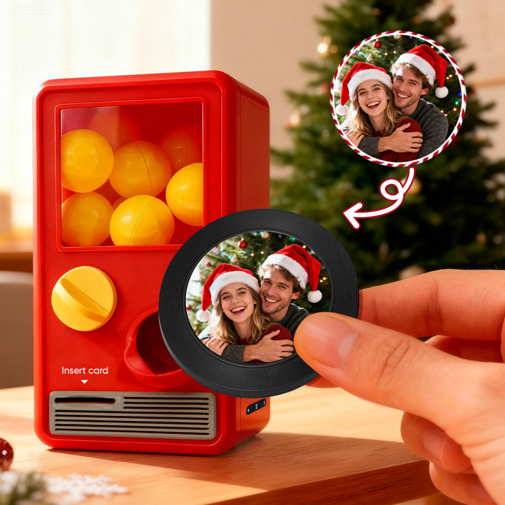 (Pre-Sale, Ships on 25/10) Personalized Music and Photo Music Gachapon Machine Custom Song Mini Record Box Retro Christmas Gifts for Her