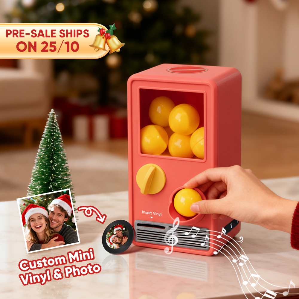 (Pre-Sale, Ships on 25/10) Personalized Music and Photo Music Gachapon Machine Custom Song Mini Record Box Retro Christmas Gifts for Her