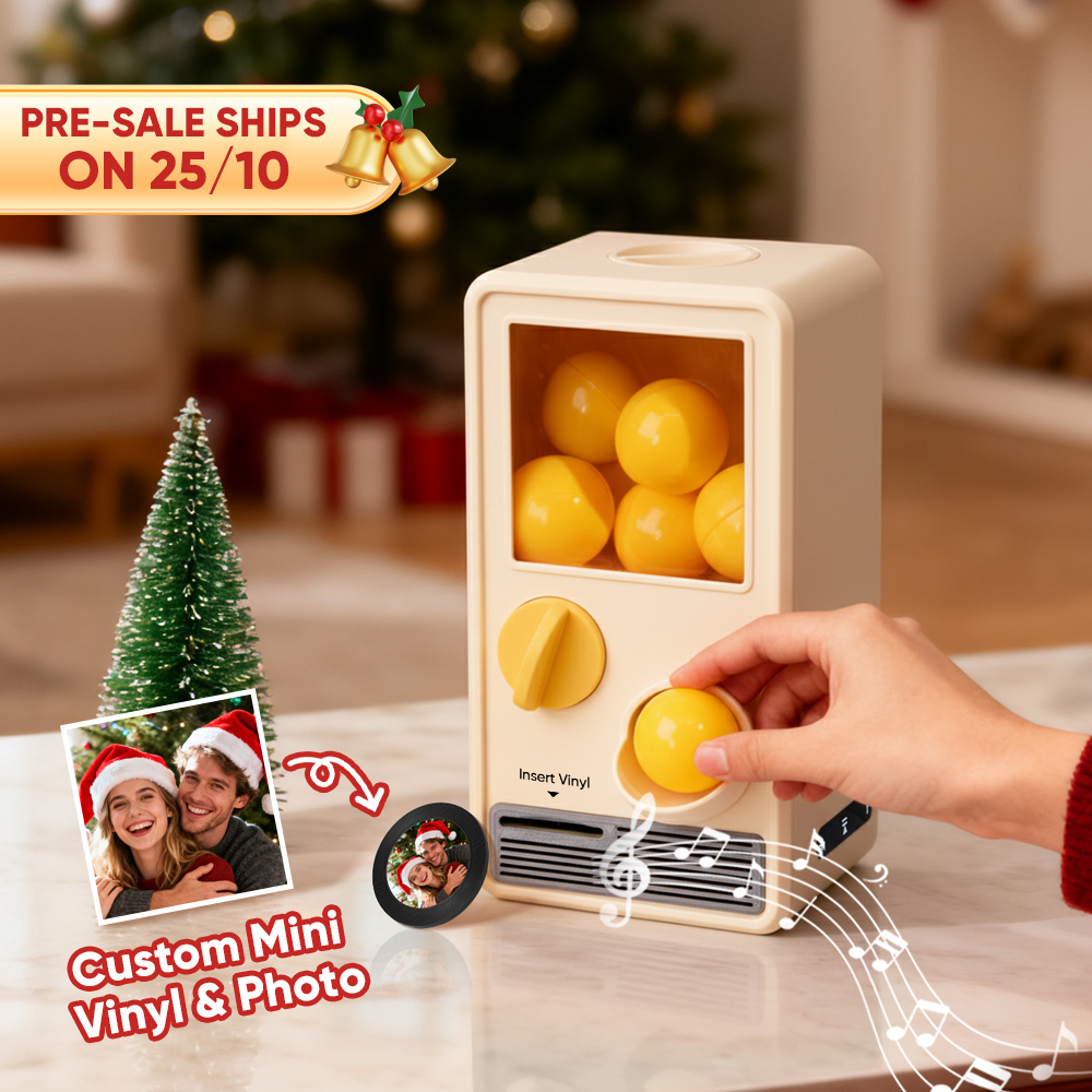(Pre-Sale, Ships on 25/10) Personalized Music and Photo Music Gachapon Machine Custom Song Mini Record Box Retro Christmas Gifts for Her