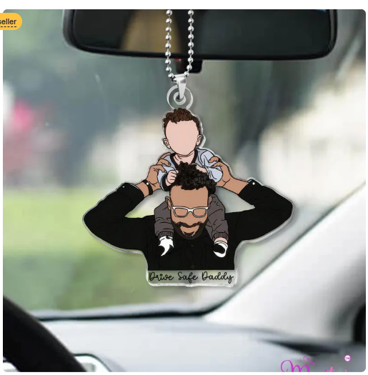 Personalized Dad Photo  Car Visor Clip Custom Portrait From Photo Faceless Portrait Car Visor Clip Husband New Dad Gift