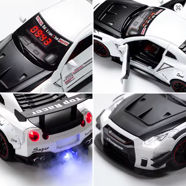 Hypercar Alarm Clock with Engine Sound, Exhaust Effect & LED Lights – Desk Gift for Car Lovers