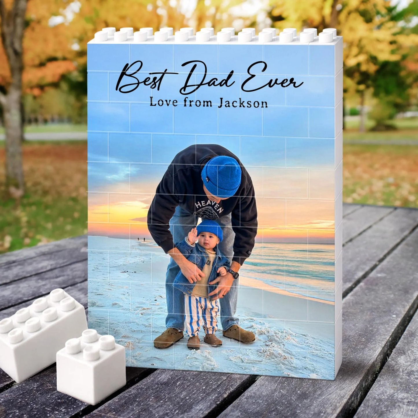 Custom Fathers Day Photo Brick Puzzle, Personalized Best Dad Ever Building Block, Daddy And Me Photo Block, Fathers Day Gift, Gamer Dad Gift