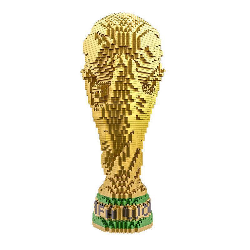 Block Building Golden Trophy Model Kit – DIY Pixel Brick Championship Cup Decor, Creative Desktop Display Gift for Sports Fans - CustWit