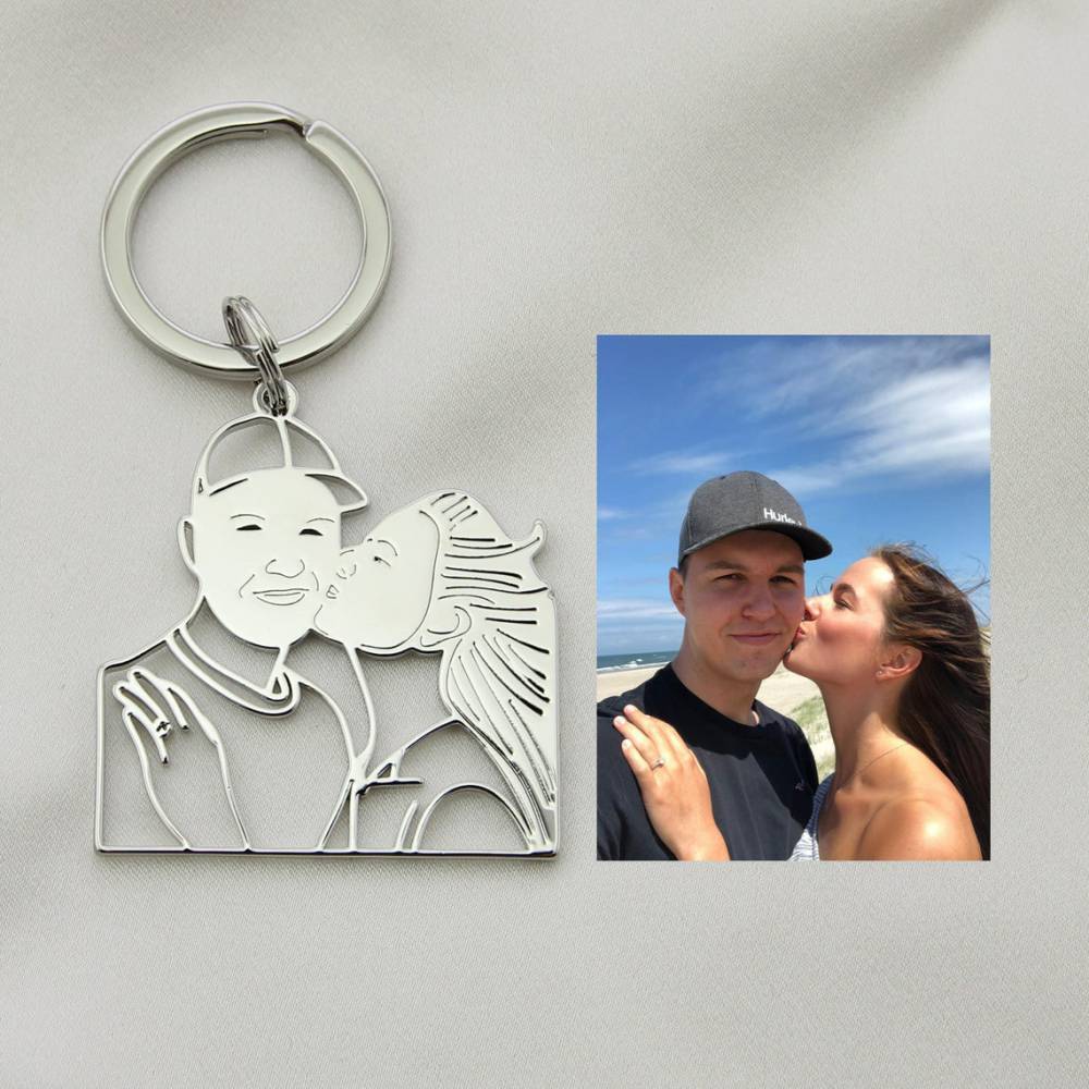 Custom Actual Kids Drawing Keychain Personalized Photo Keychain Gift For Family Lovers