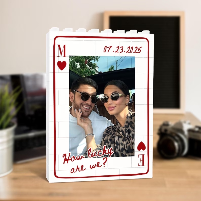 Custom Photo Brick Puzzle Frame – Build Your Love, A Romantic Couple Gift for Valentine’s Day & Anniversaries