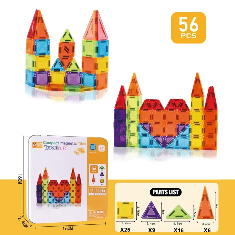 Magnetic Tiles Building Blocks for Kids Ultrasonic Seamless Welding Tech MABS Safe Material STEM Educational Stacking Toys for Toddlers