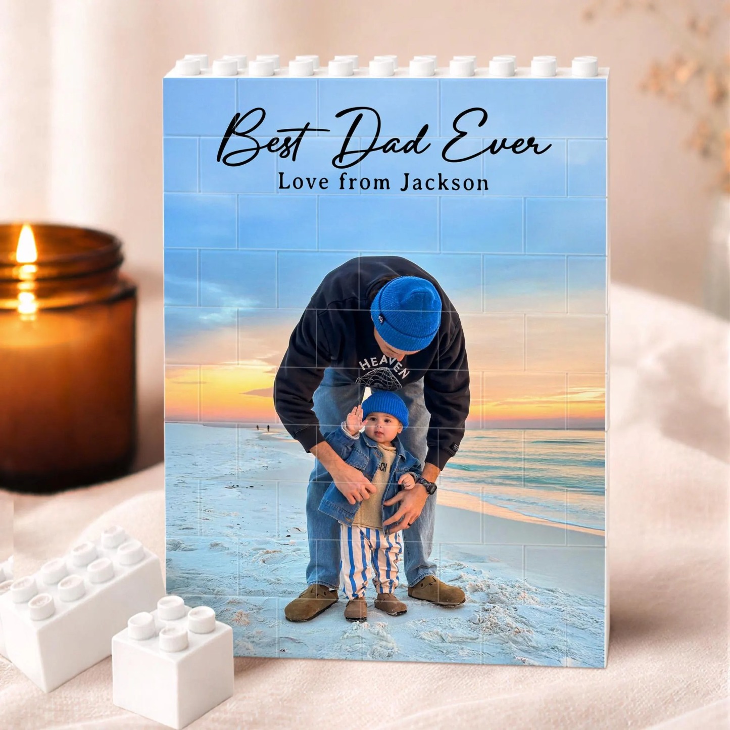 Custom Fathers Day Photo Brick Puzzle, Personalized Best Dad Ever Building Block, Daddy And Me Photo Block, Fathers Day Gift, Gamer Dad Gift