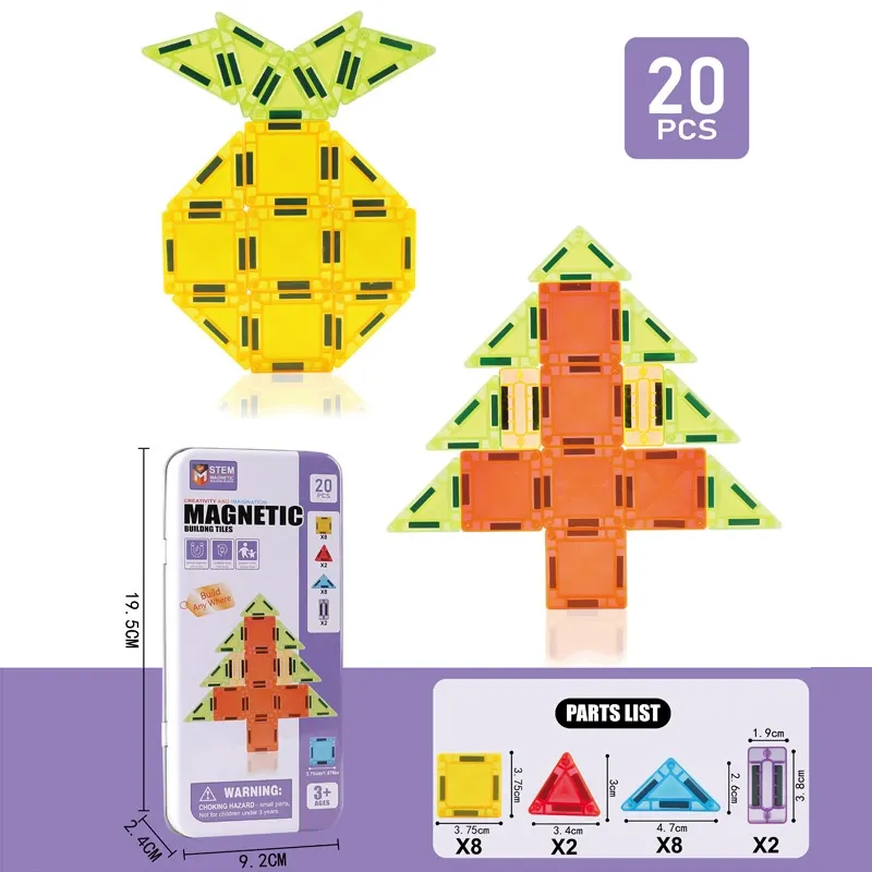 Magnetic Tiles Building Blocks for Kids Ultrasonic Seamless Welding Tech MABS Safe Material STEM Educational Stacking Toys for Toddlers