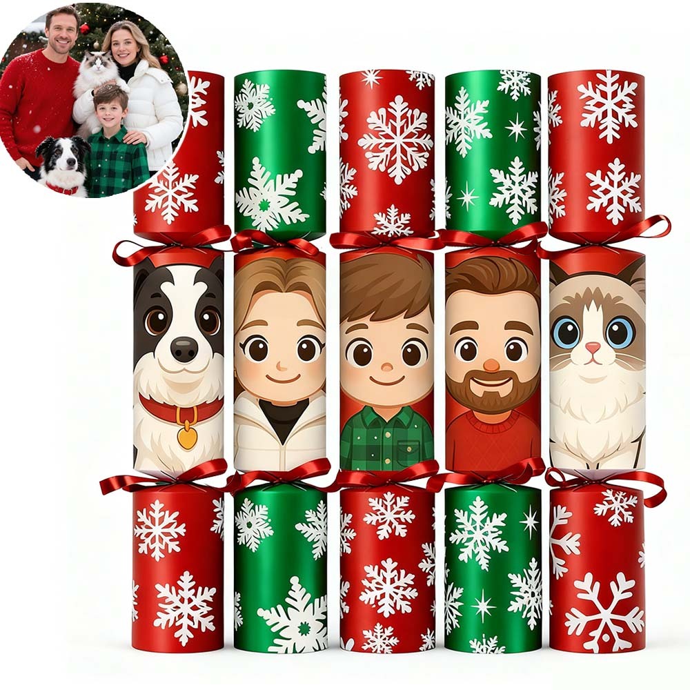 Custom Photo Christmas Crackers Gift New Year Holiday Paper Hat With Joke Cards Christmas Crackers Gifts