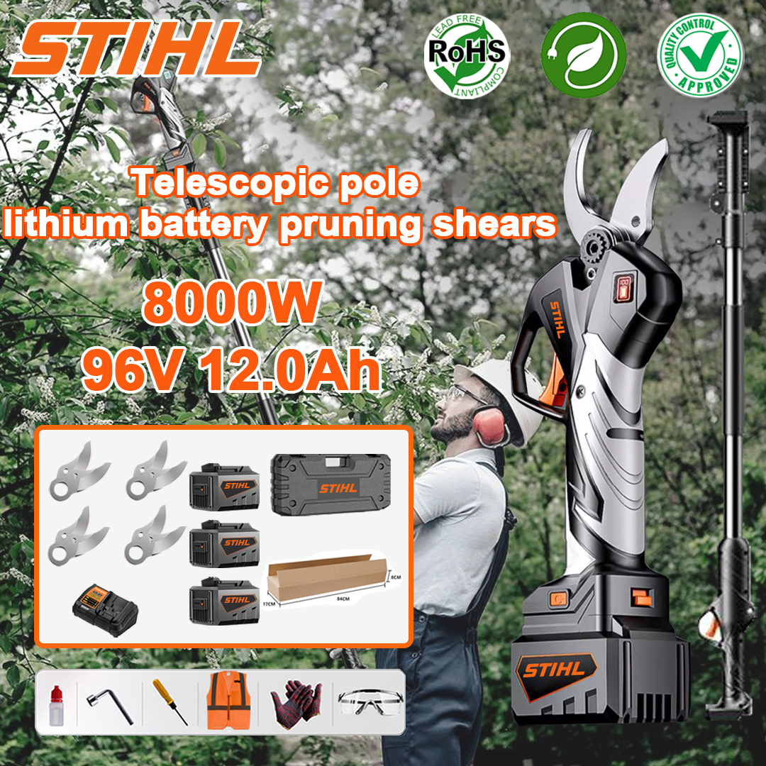 Retractable pruning shears with lithium battery and STIHL 8000W brushless motor
