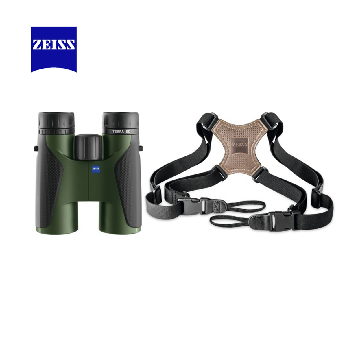 ZEISS Terra ED 10x42 černá/zelená + komfortní křížový popruh Zeiss