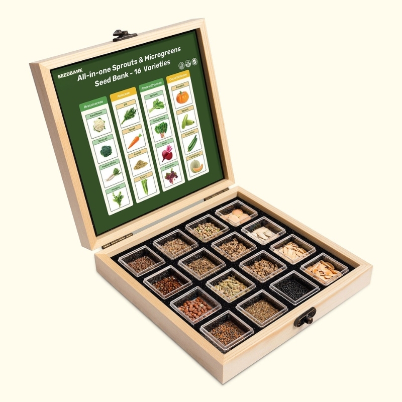 Seedbank All-in-One Sprouts & Microgreens Seed Bank - 16 Organic Seed Varieties