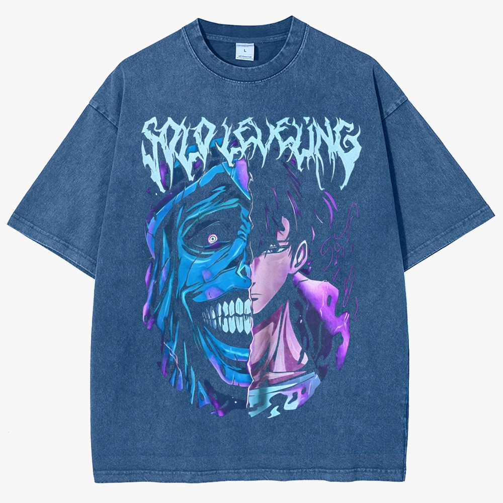 Solo Leveling Acid Washed Lifting Unisex Fit Washed T-Shirt