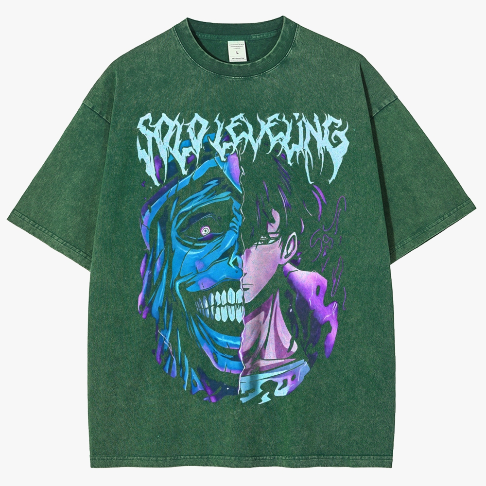 Solo Leveling Acid Washed Lifting Unisex Fit Washed T-Shirt