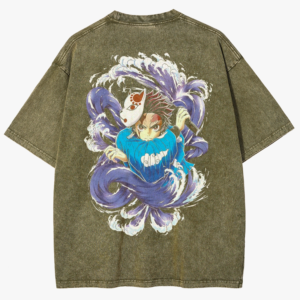 Demon Slayer Anime Unisex Fit Washed T-Shirt
