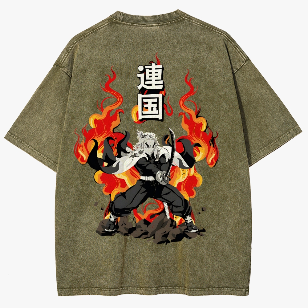 Demon Slayer Anime Unisex Fit Washed T-Shirt