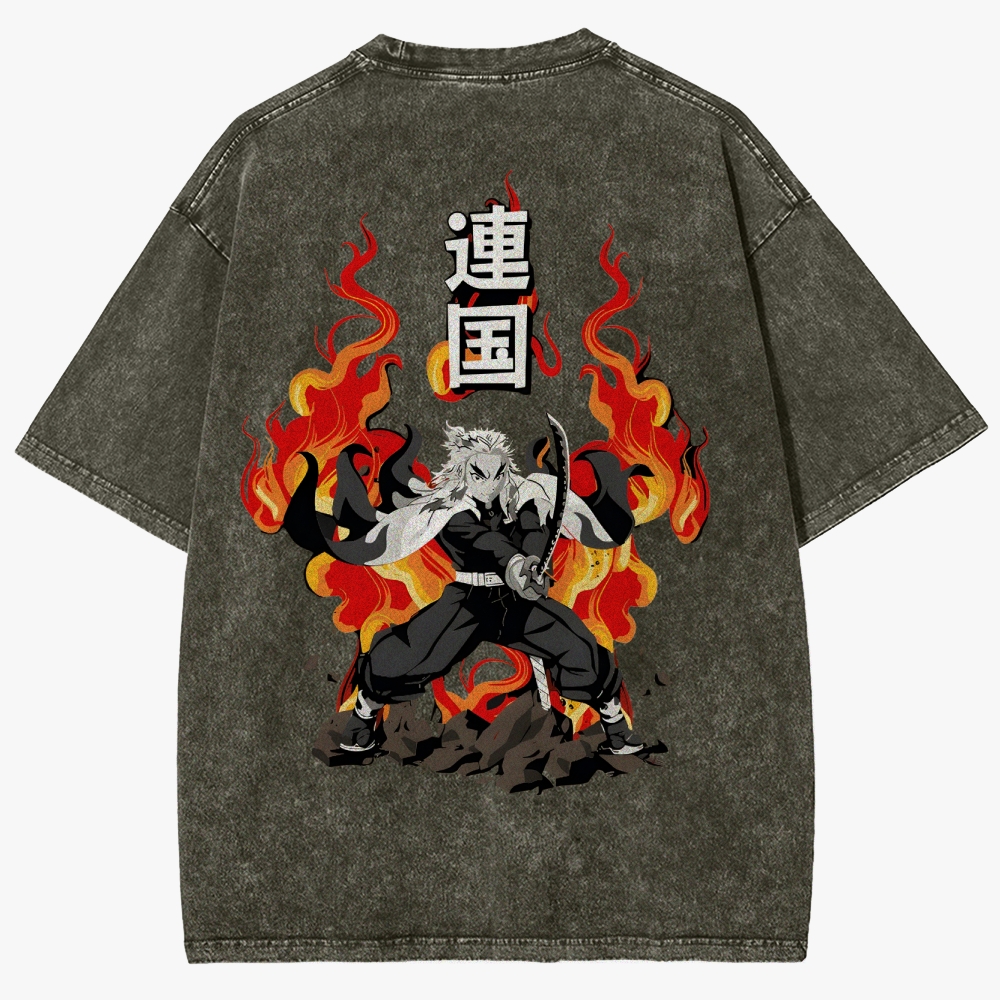 Demon Slayer Anime Unisex Fit Washed T-Shirt