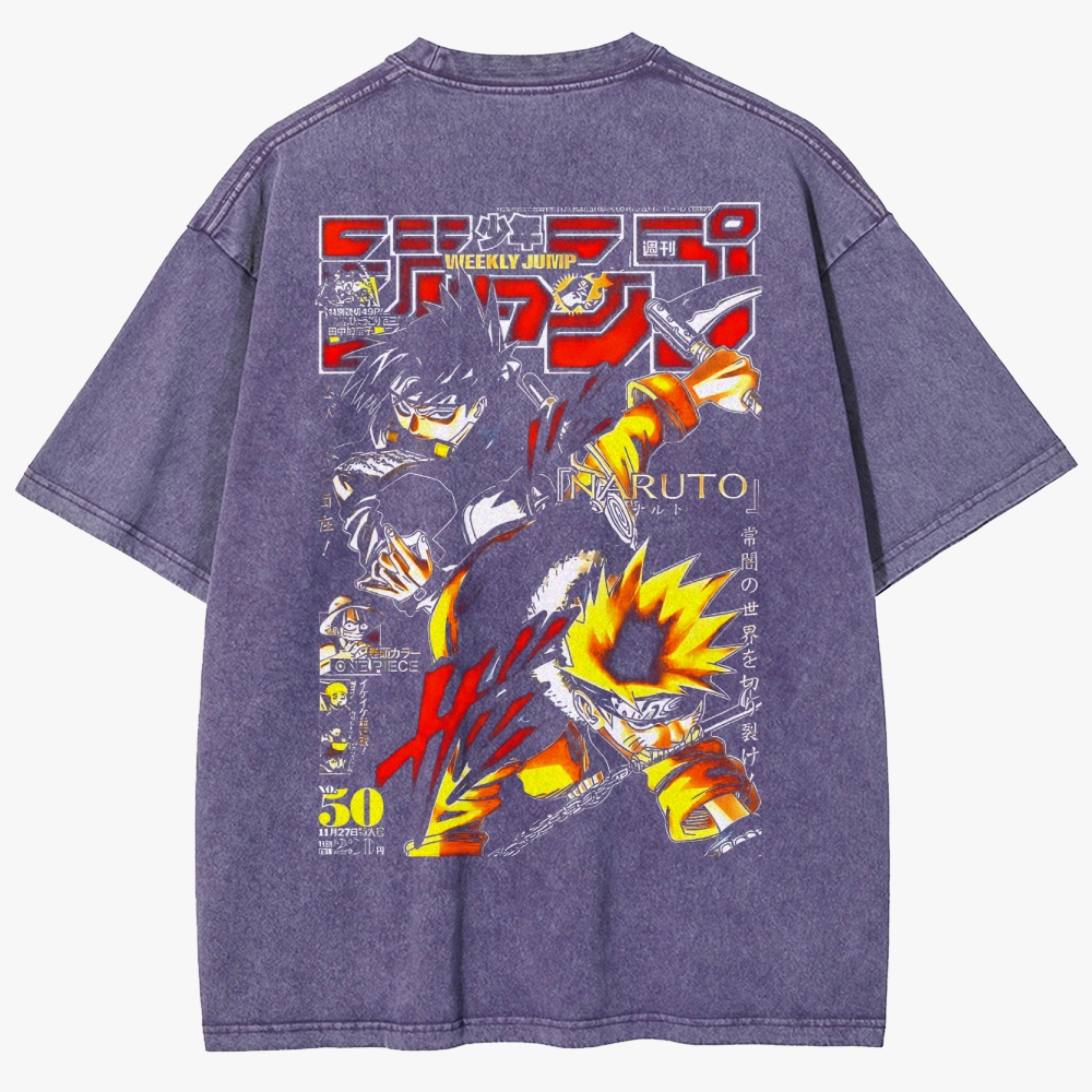 Naruto Sasuke Uchiha Unisex Fit Washed T-Shirt