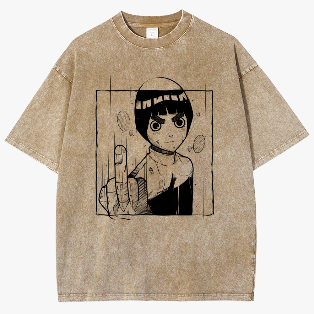 Naruto Rock Lee Unisex Fit Washed T-Shirt