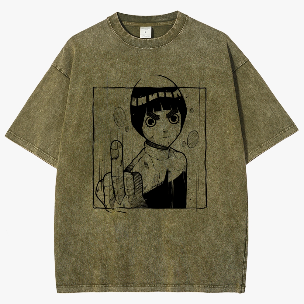 Naruto Rock Lee Unisex Fit Washed T-Shirt