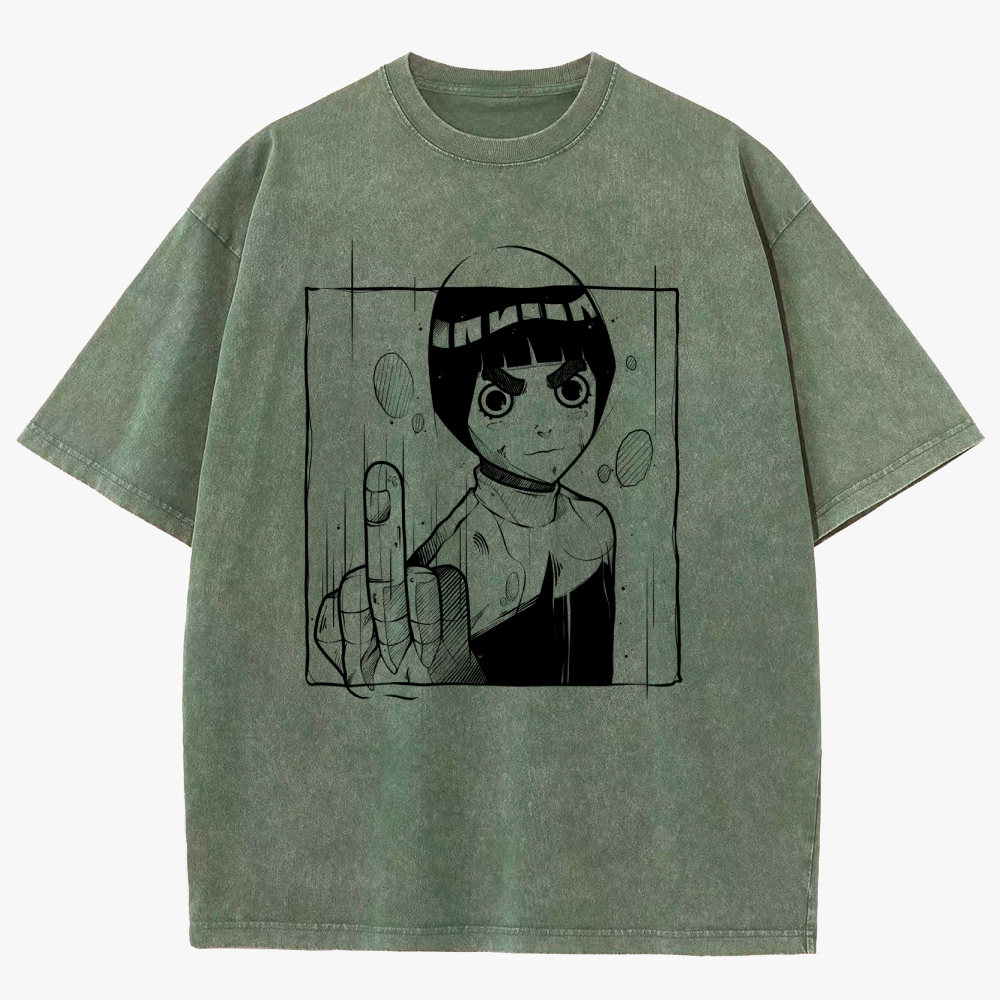 Naruto Rock Lee Unisex Fit Washed T-Shirt