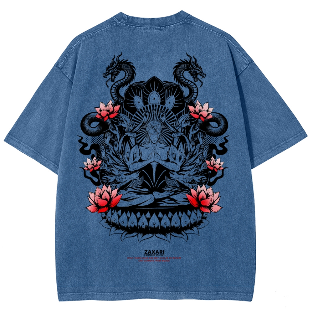 Aizen Serpent's Bloom Unisex Fit Washed T-Shirt