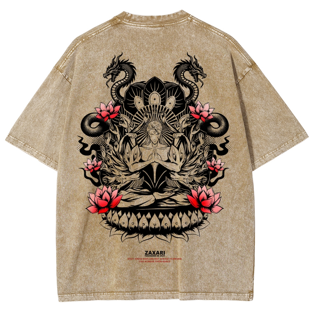 Aizen Serpent's Bloom Unisex Fit Washed T-Shirt