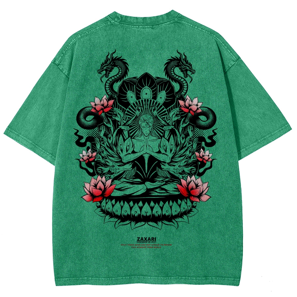 Aizen Serpent's Bloom Unisex Fit Washed T-Shirt