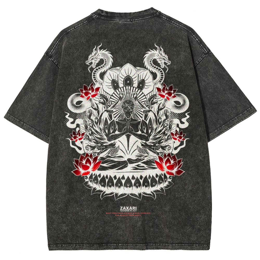 Aizen Serpent's Bloom Unisex Fit Washed T-Shirt