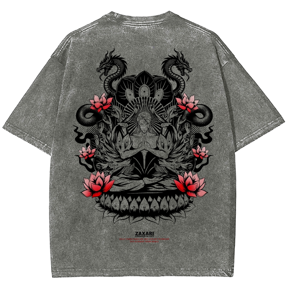Aizen Serpent's Bloom Unisex Fit Washed T-Shirt