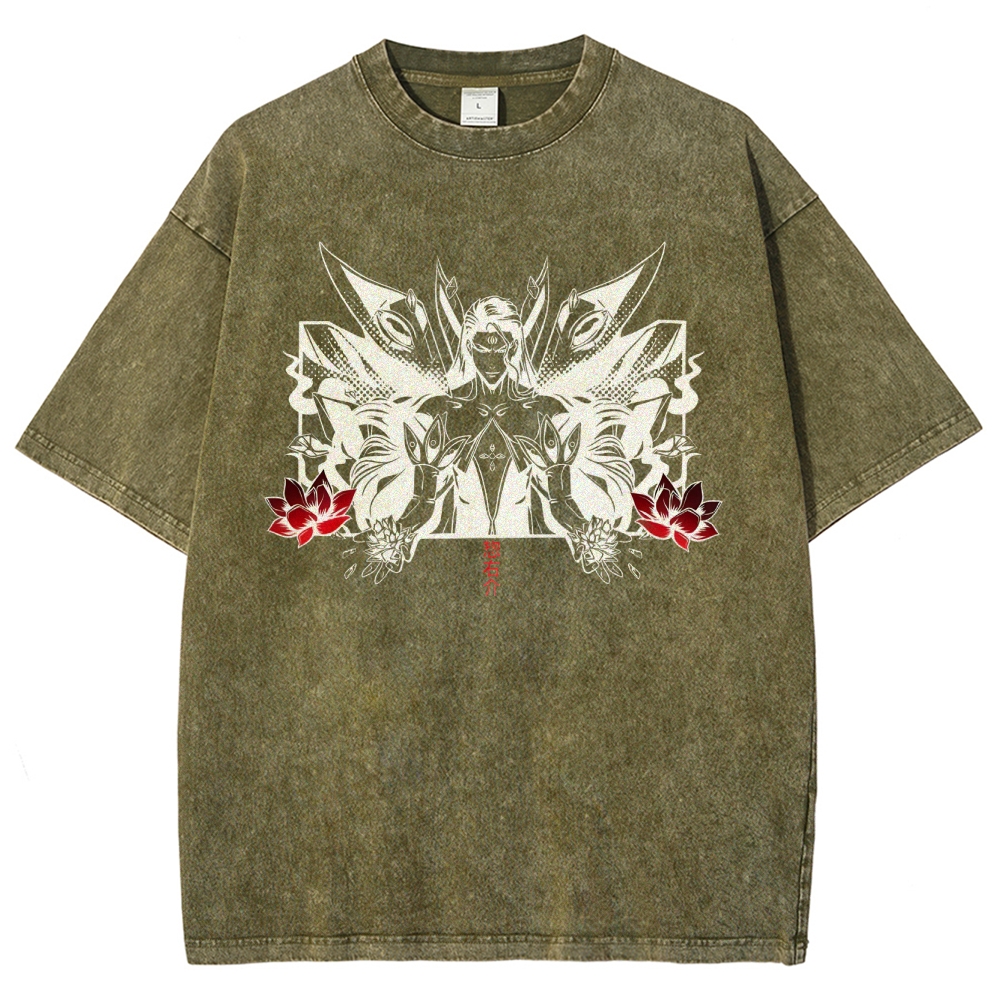 Aizen Serpent's Bloom Unisex Fit Washed T-Shirt