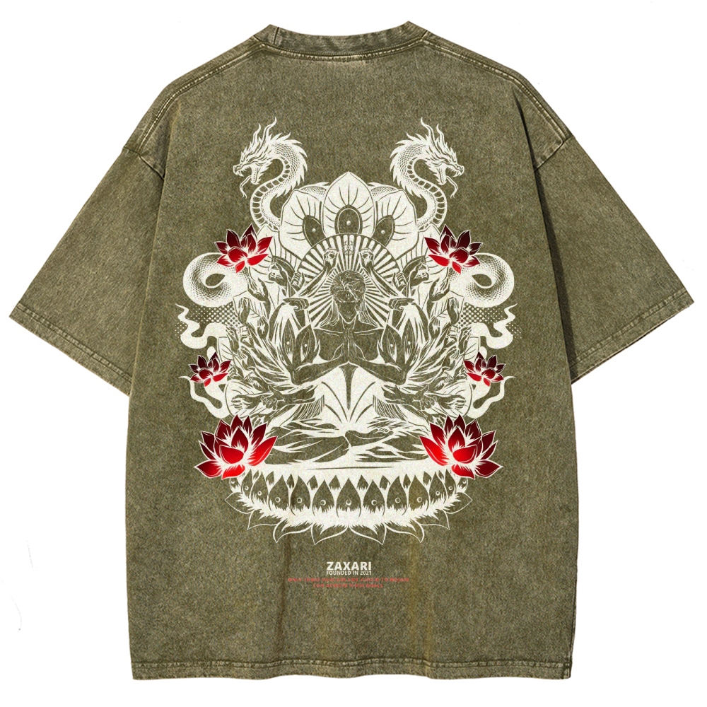 Aizen Serpent's Bloom Unisex Fit Washed T-Shirt