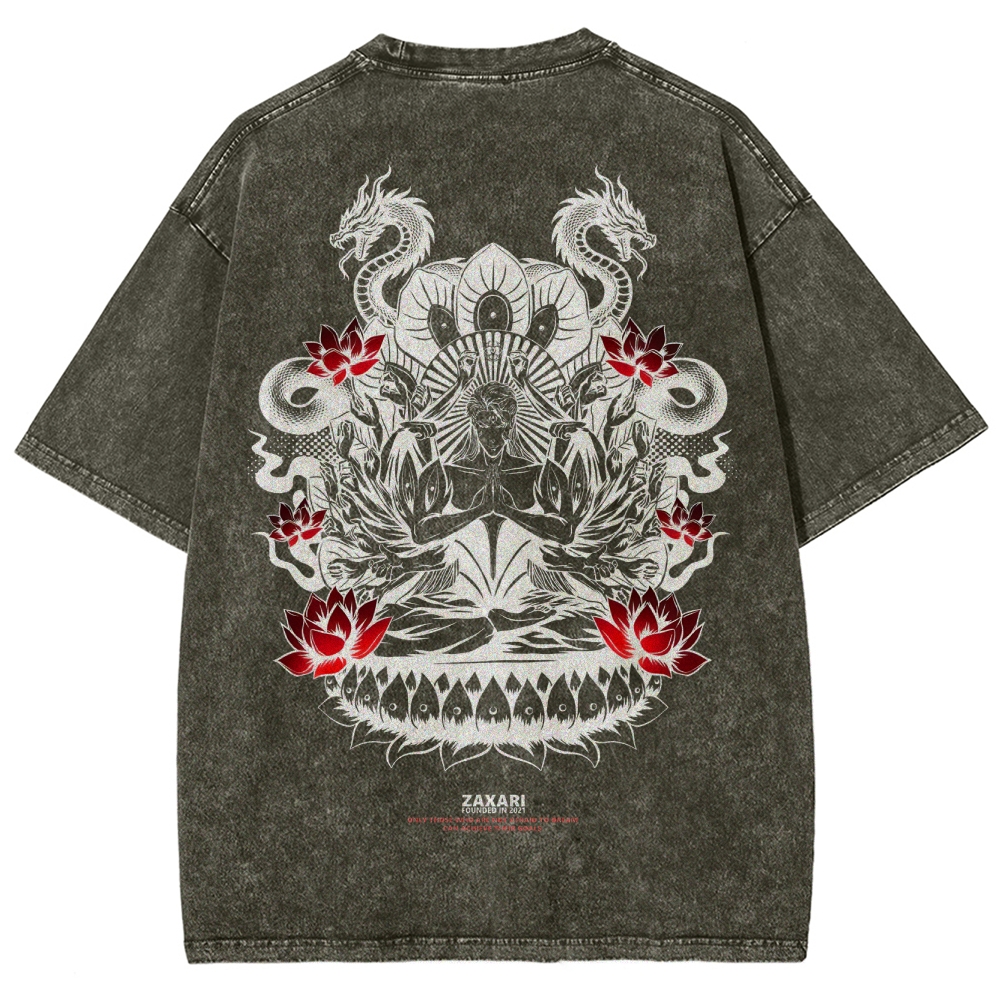 Aizen Serpent's Bloom Unisex Fit Washed T-Shirt