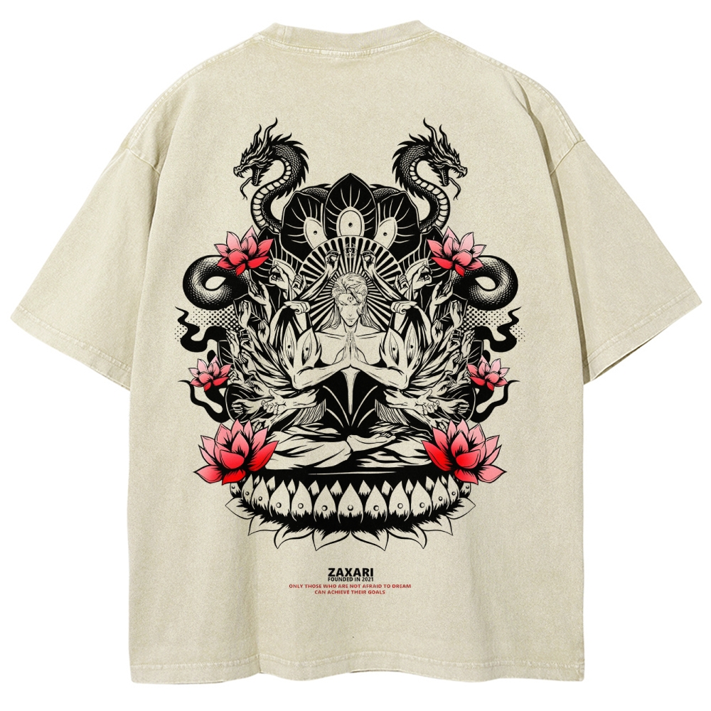 Aizen Serpent's Bloom Unisex Fit Washed T-Shirt