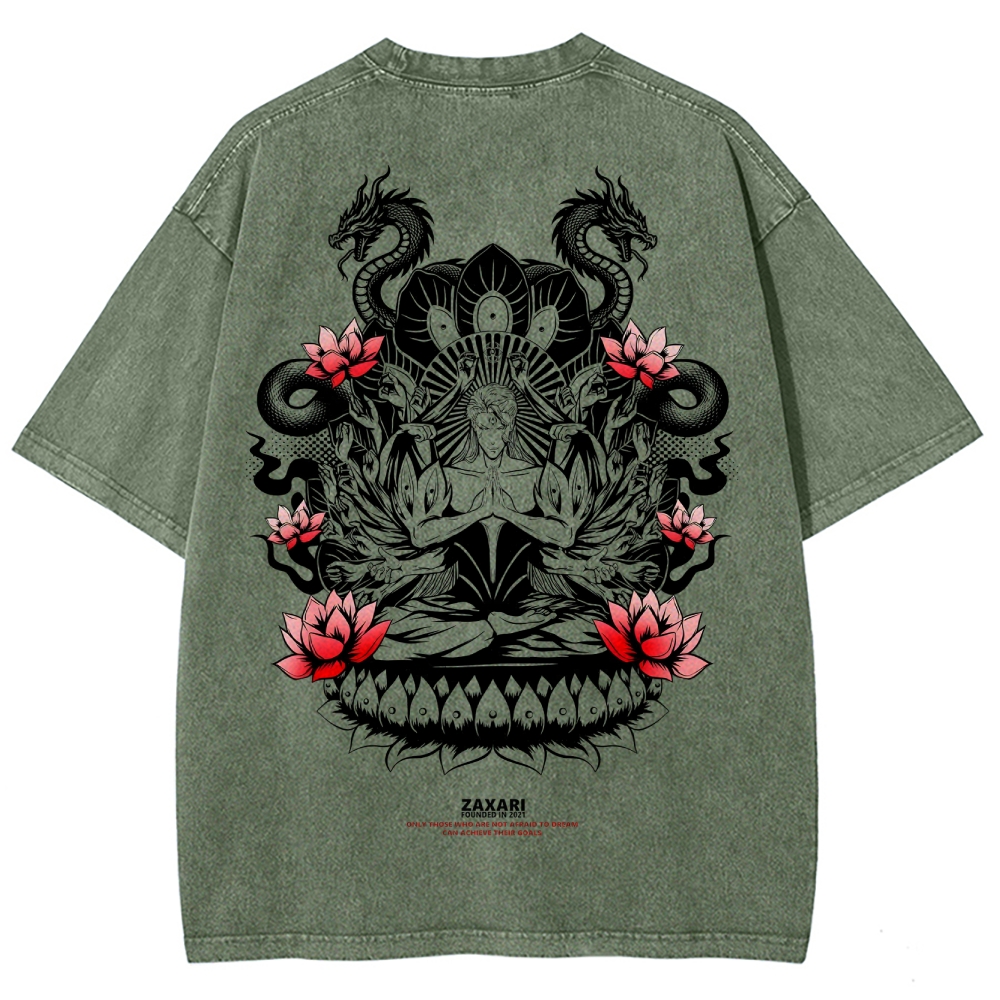 Aizen Serpent's Bloom Unisex Fit Washed T-Shirt