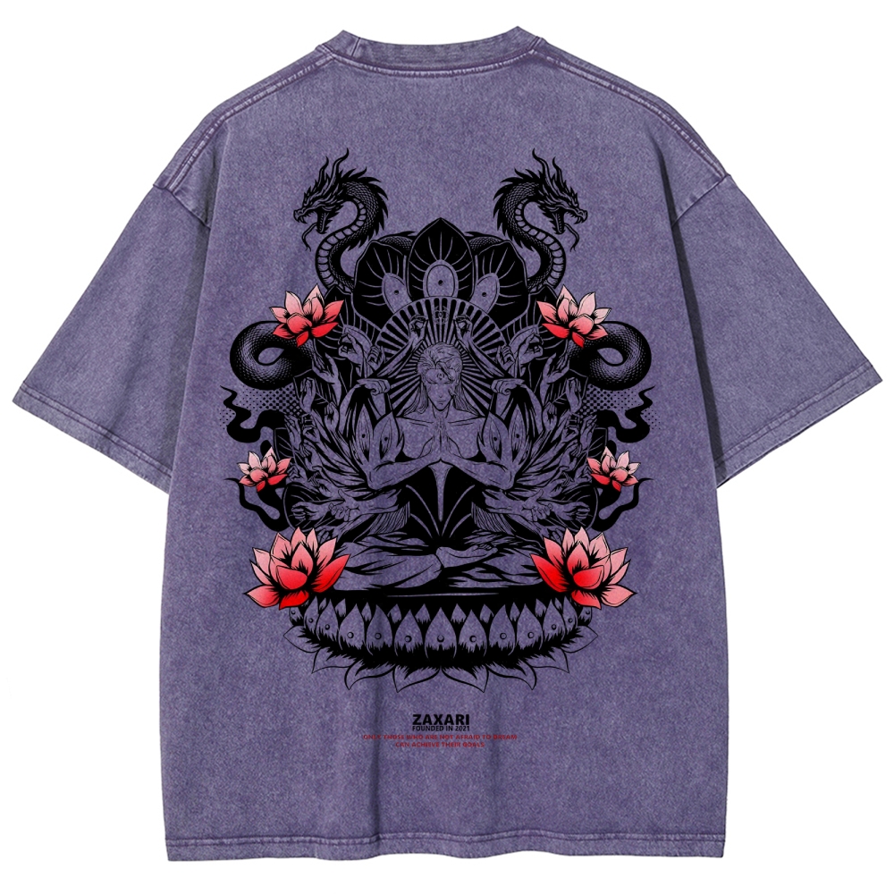 Aizen Serpent's Bloom Unisex Fit Washed T-Shirt