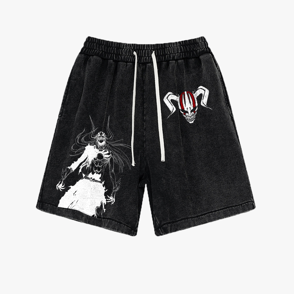 Bleach Anime Pattern Washed Vintage Shorts 