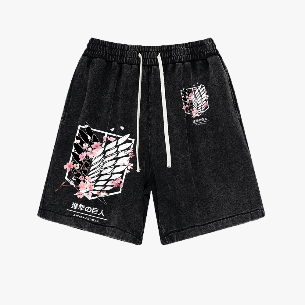 Attack On Titan Washed Vintage Shorts