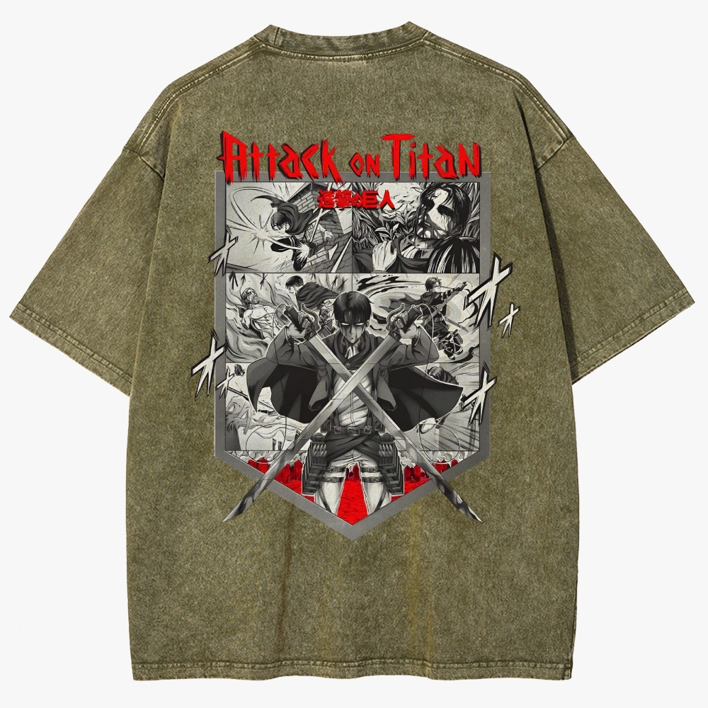 Attack On Titan Unisex Fit Washed T-Shirt